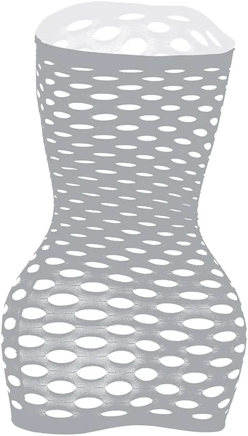Sexy Womens Strapless Fishnet Lingerie Sleepwear Mini Dress Tube Chemise Bodysuit One Size
