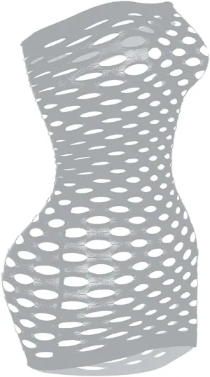 Sexy Womens Strapless Fishnet Lingerie Sleepwear Mini Dress Tube Chemise Bodysuit One Size