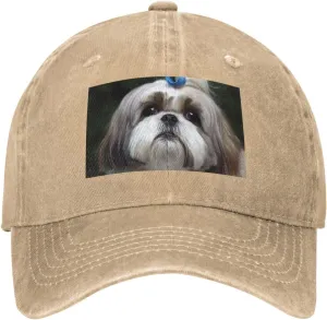 Shih Tzu Dog Unisex Baseball Cap Breathable Cotton Trucker Hat Classic Denim Dad Hat Summer Sun Hat