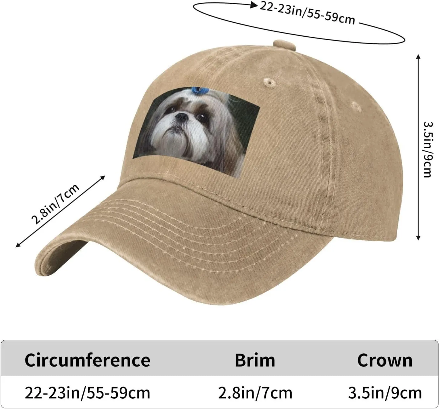 Shih Tzu Dog Unisex Baseball Cap Breathable Cotton Trucker Hat Classic Denim Dad Hat Summer Sun Hat