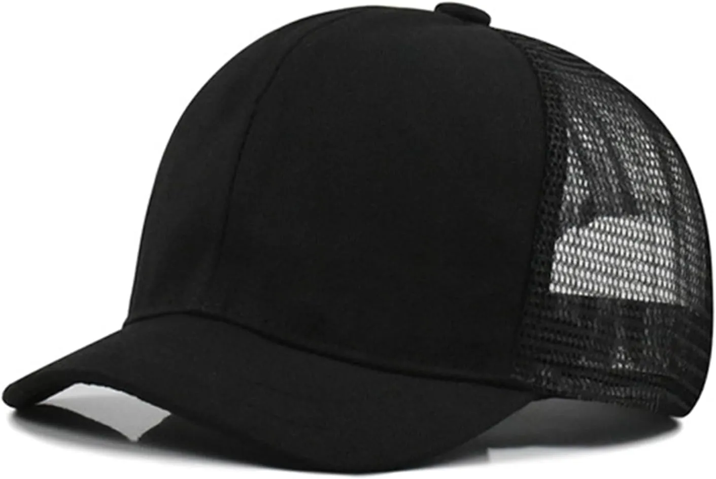 Short Brim Mesh-Back Baseball Cap Adjustable Washed Breathable Cotton Unconstructed Plain Dad Hat for Men Women