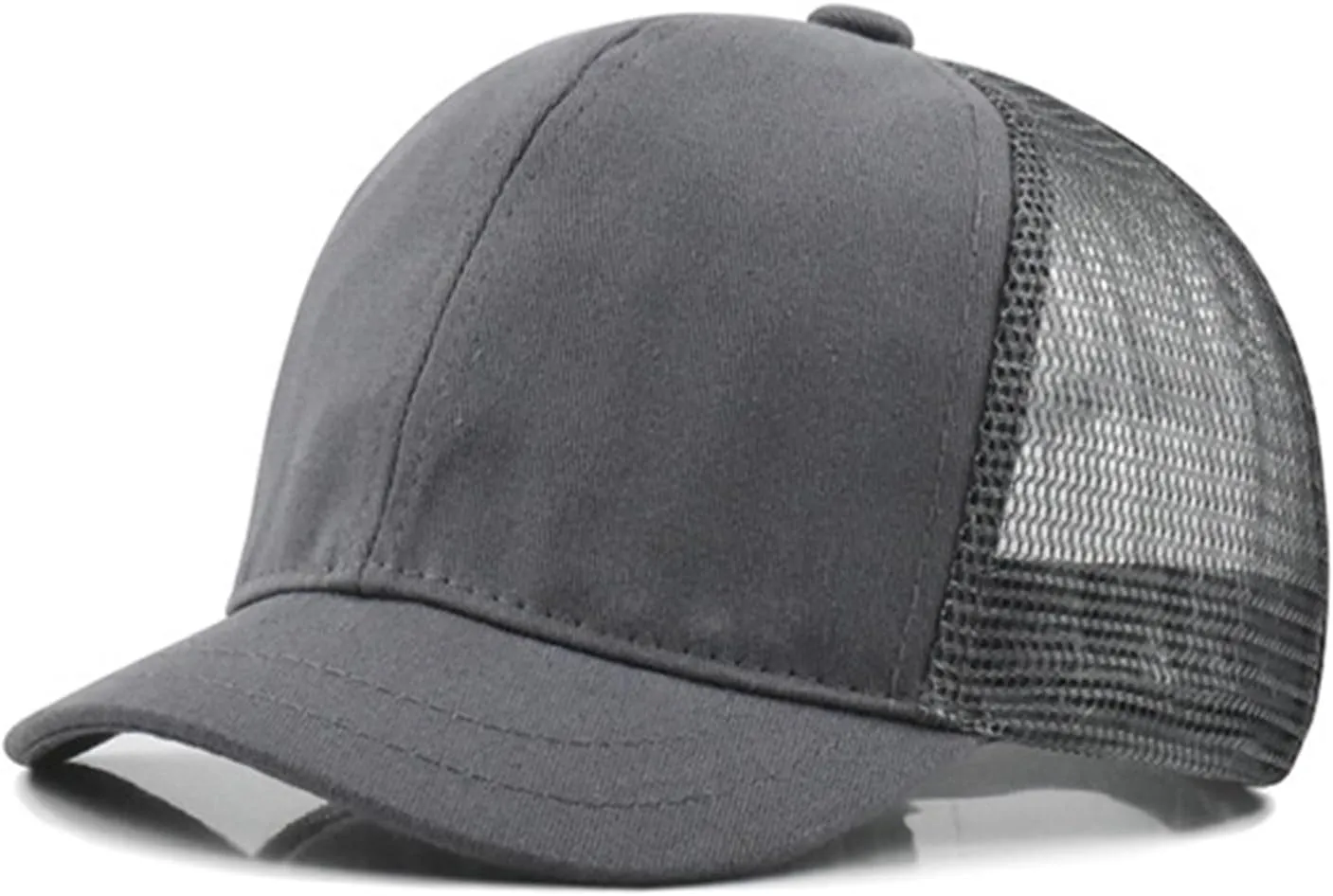 Short Brim Mesh-Back Baseball Cap Adjustable Washed Breathable Cotton Unconstructed Plain Dad Hat for Men Women