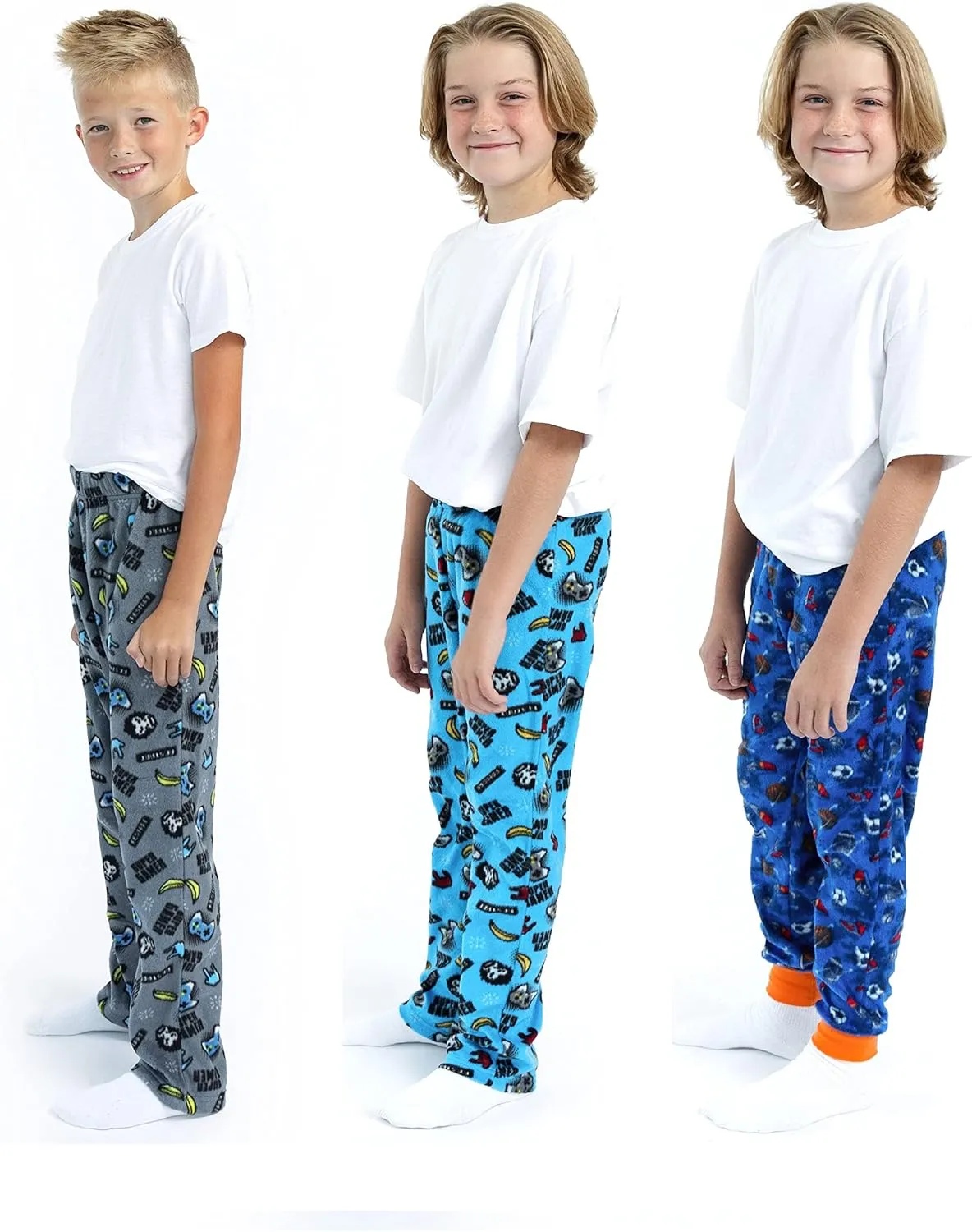 Sleep On It Boys Pajama Pants 3-Pack Soft Lightweight Sleepwear Bottoms with Elastic Waist Kids Lounge Pants for Boys