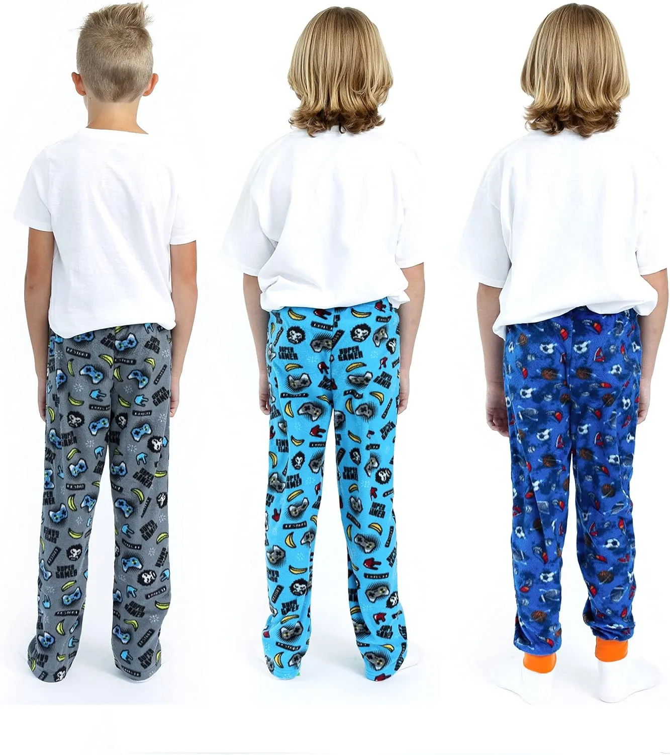 Sleep On It Boys Pajama Pants 3-Pack Soft Lightweight Sleepwear Bottoms with Elastic Waist Kids Lounge Pants for Boys