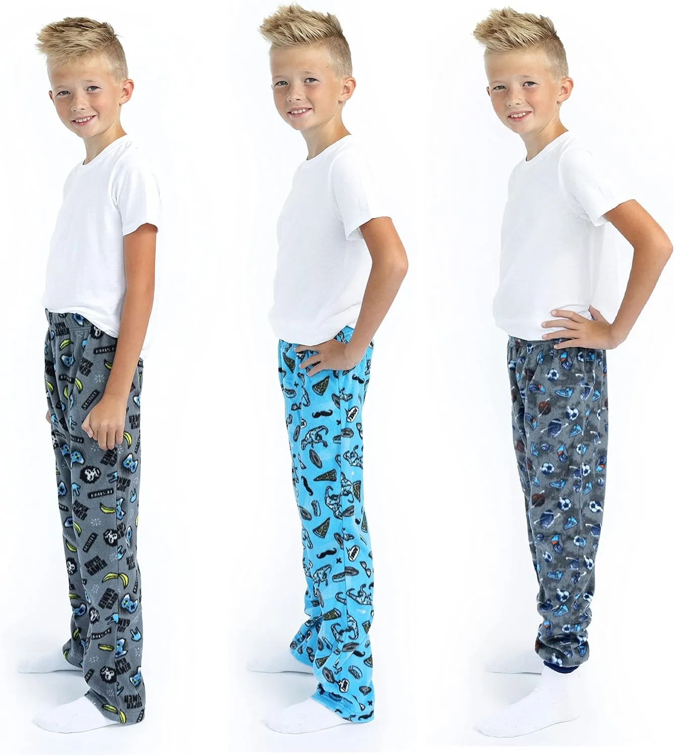 Sleep On It Boys Pajama Pants 3-Pack Soft Lightweight Sleepwear Bottoms with Elastic Waist Kids Lounge Pants for Boys