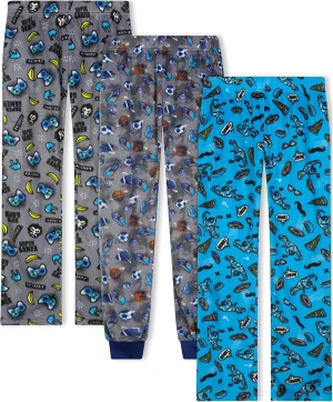 Sleep On It Boys Pajama Pants 3-Pack Soft Lightweight Sleepwear Bottoms with Elastic Waist Kids Lounge Pants for Boys