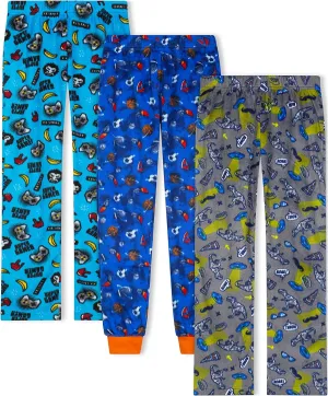 Sleep On It Boys Pajama Pants 3-Pack Soft Lightweight Sleepwear Bottoms with Elastic Waist Kids Lounge Pants for Boys
