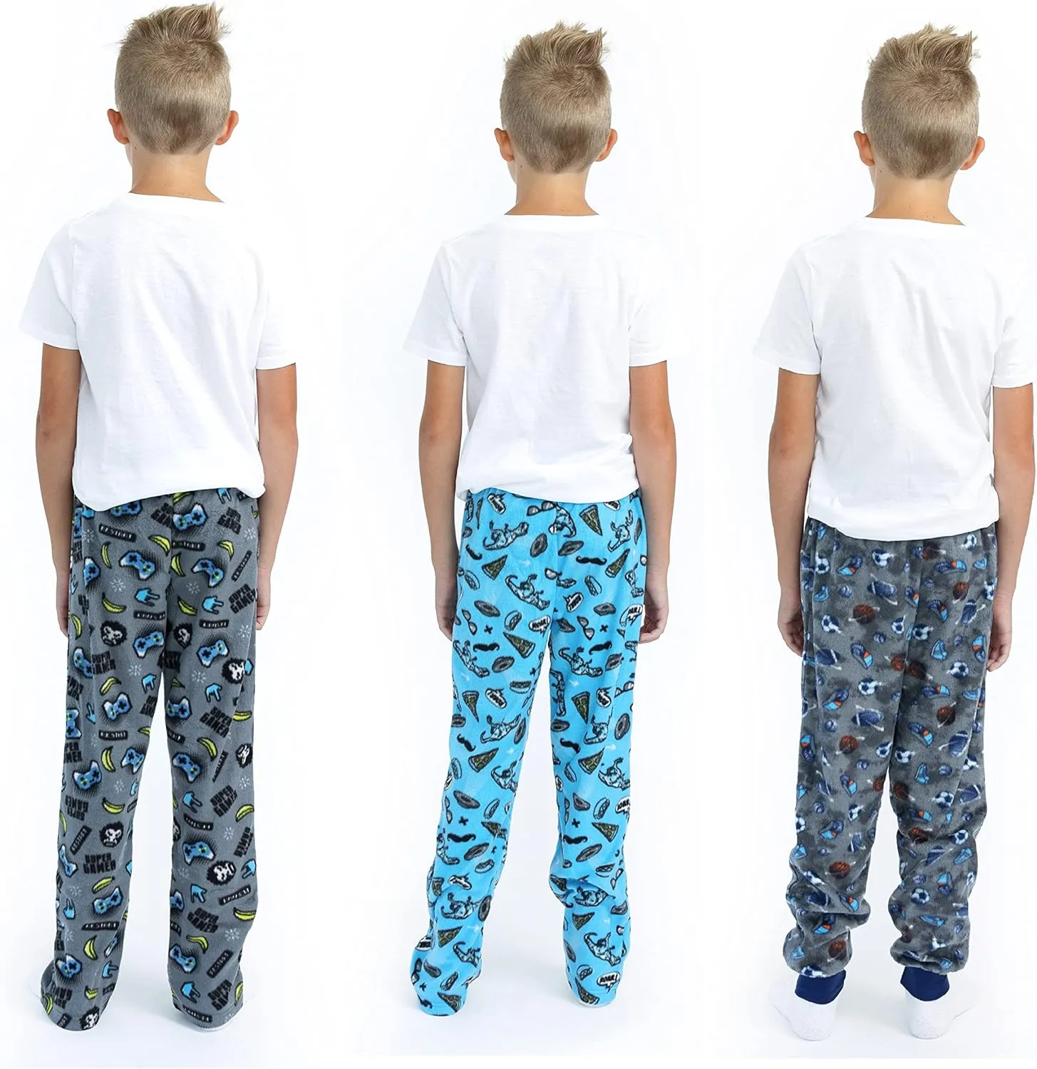 Sleep On It Boys Pajama Pants 3-Pack Soft Lightweight Sleepwear Bottoms with Elastic Waist Kids Lounge Pants for Boys
