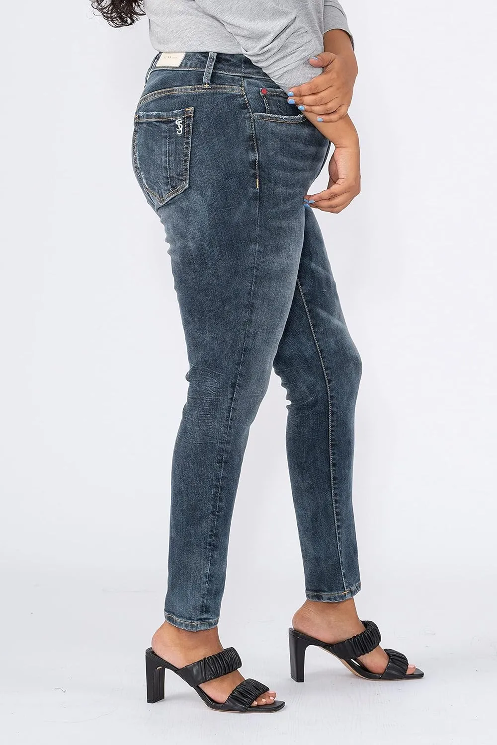 Slink - Premium Women's Plus Size Stretch High Rise Skinny Jeans (Indigo)