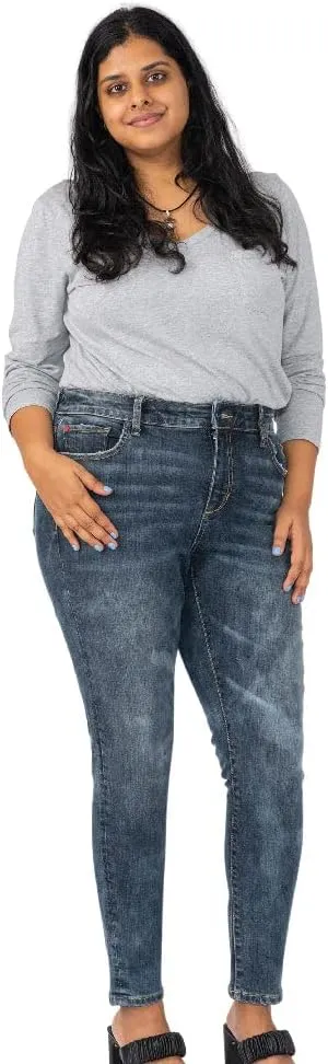 Slink - Premium Women's Plus Size Stretch High Rise Skinny Jeans (Indigo)