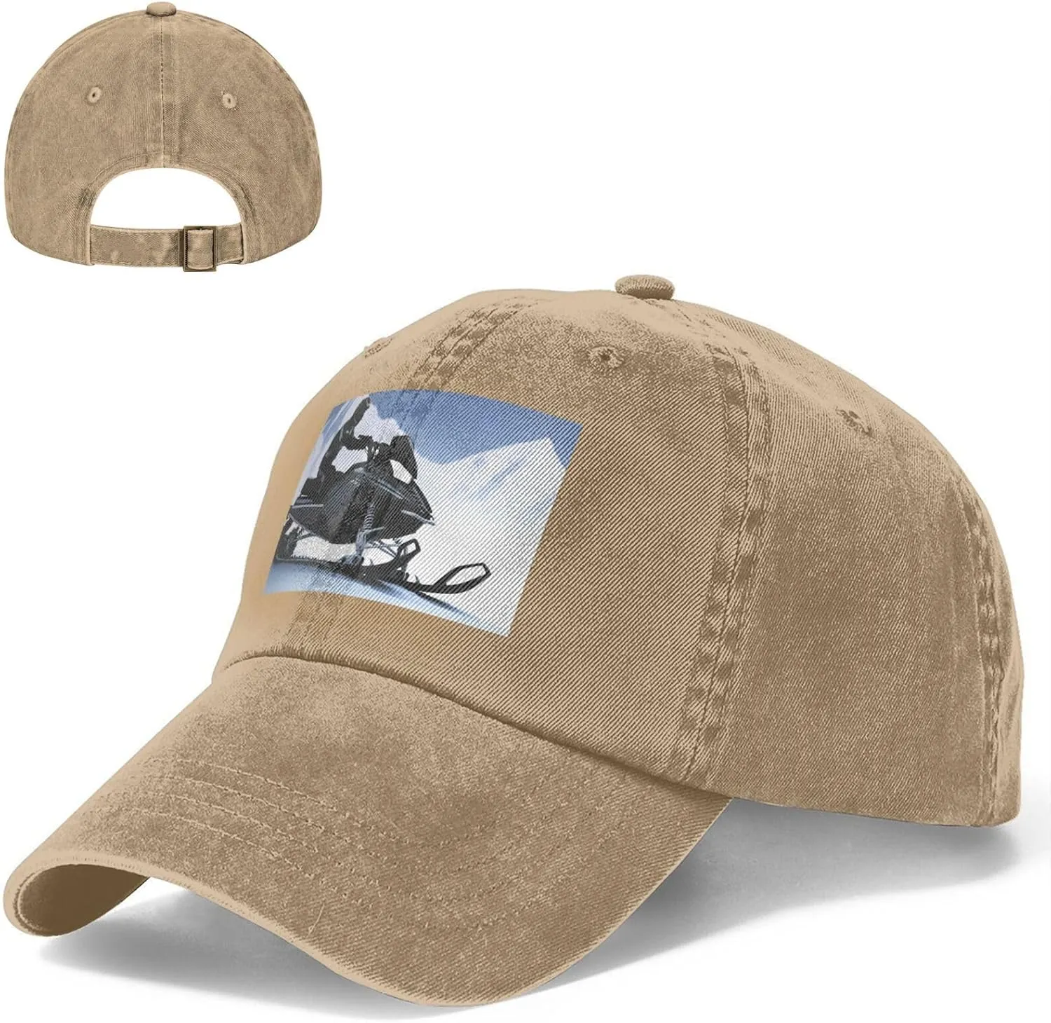 Snowmobile Unisex Baseball Cap Breathable Cotton Trucker Hat Classic Denim Dad Hat Summer Sun Hat