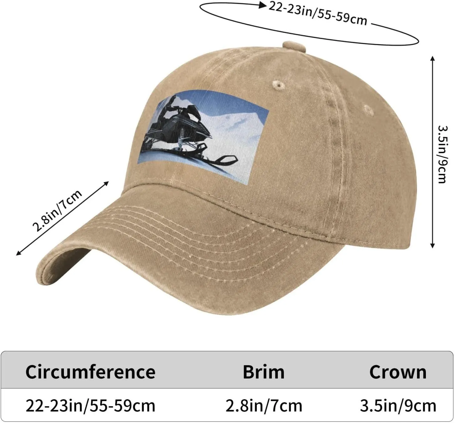 Snowmobile Unisex Baseball Cap Breathable Cotton Trucker Hat Classic Denim Dad Hat Summer Sun Hat
