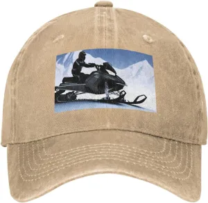 Snowmobile Unisex Baseball Cap Breathable Cotton Trucker Hat Classic Denim Dad Hat Summer Sun Hat