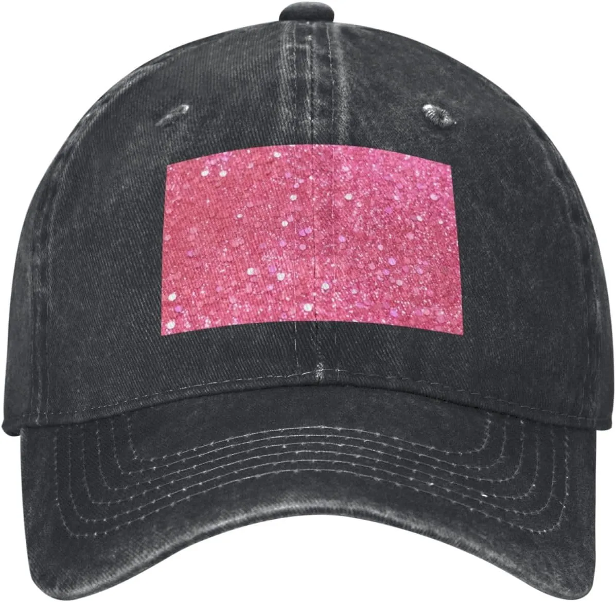 Sparkling Pink Glitter Unisex Baseball Cap Breathable Cotton Trucker Hat Classic Denim Dad Hat Summer Sun Hat