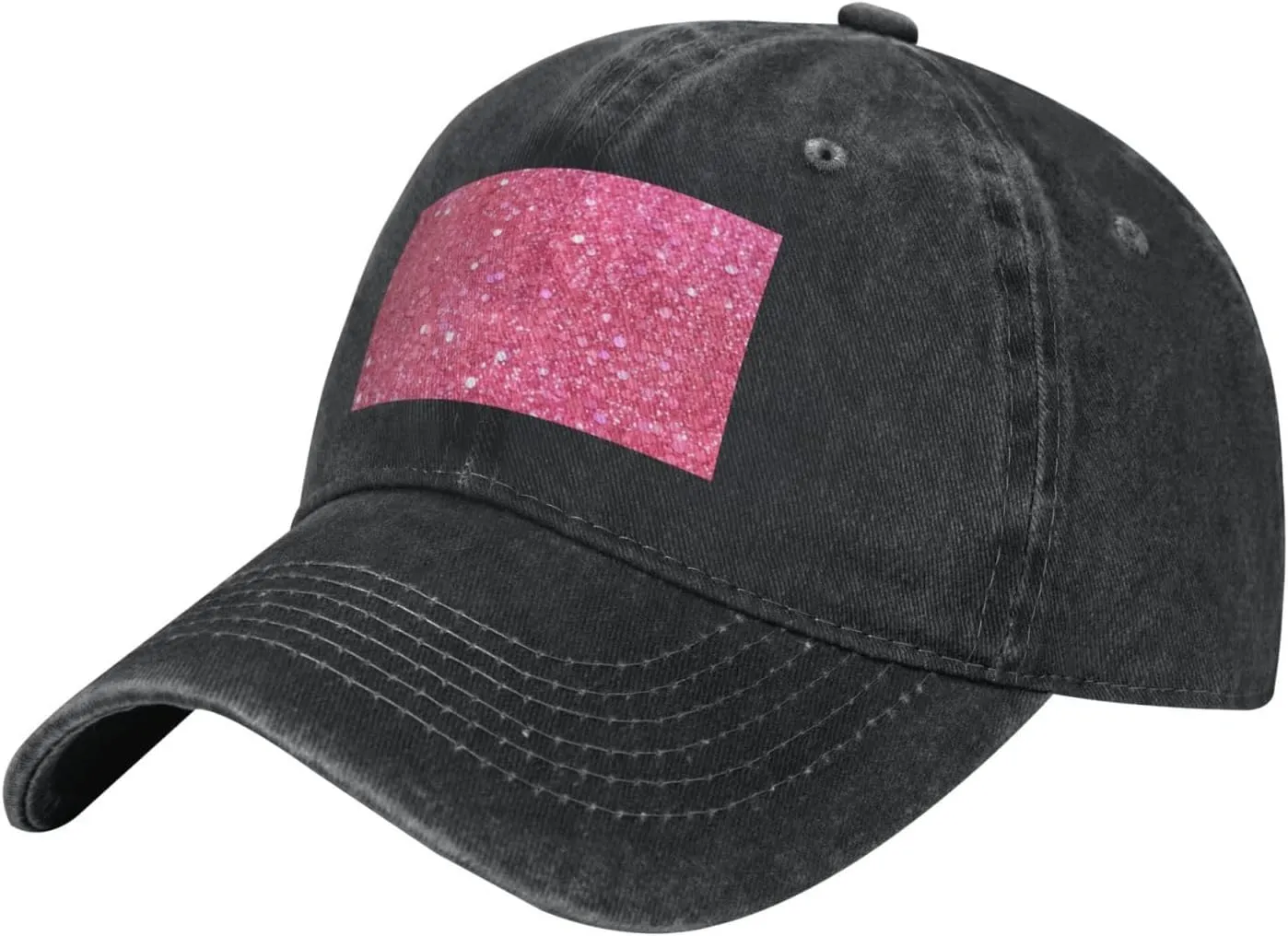 Sparkling Pink Glitter Unisex Baseball Cap Breathable Cotton Trucker Hat Classic Denim Dad Hat Summer Sun Hat