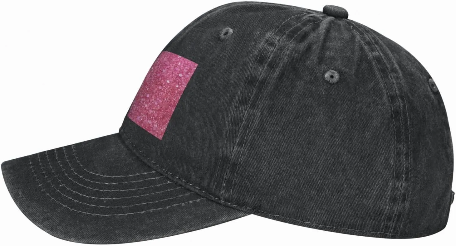 Sparkling Pink Glitter Unisex Baseball Cap Breathable Cotton Trucker Hat Classic Denim Dad Hat Summer Sun Hat