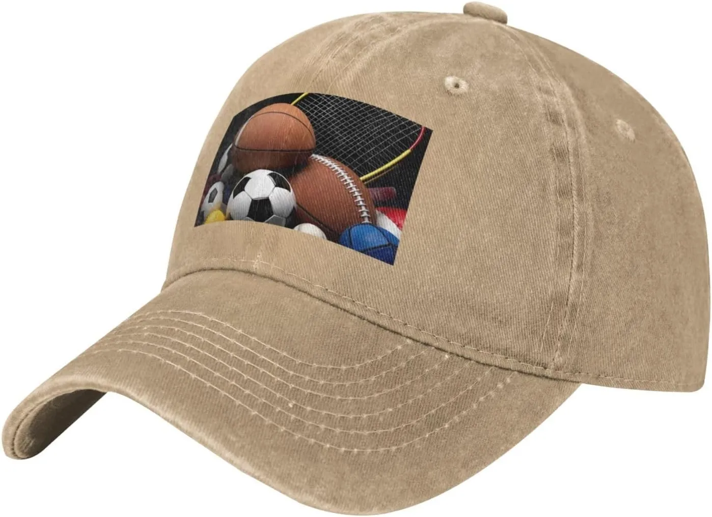 Sports Themed Unisex Baseball Cap Breathable Cotton Trucker Hat Classic Denim Dad Hat Summer Sun Hat