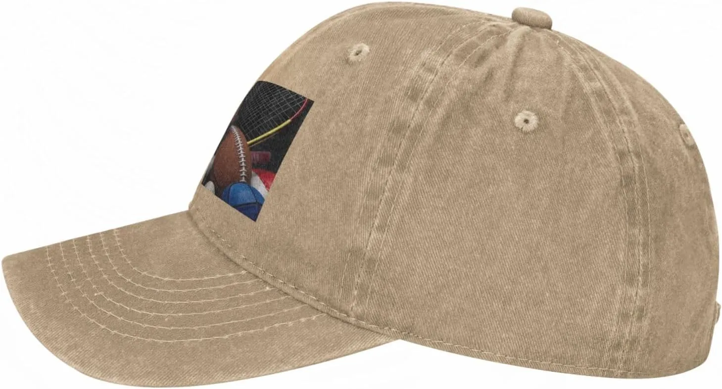 Sports Themed Unisex Baseball Cap Breathable Cotton Trucker Hat Classic Denim Dad Hat Summer Sun Hat