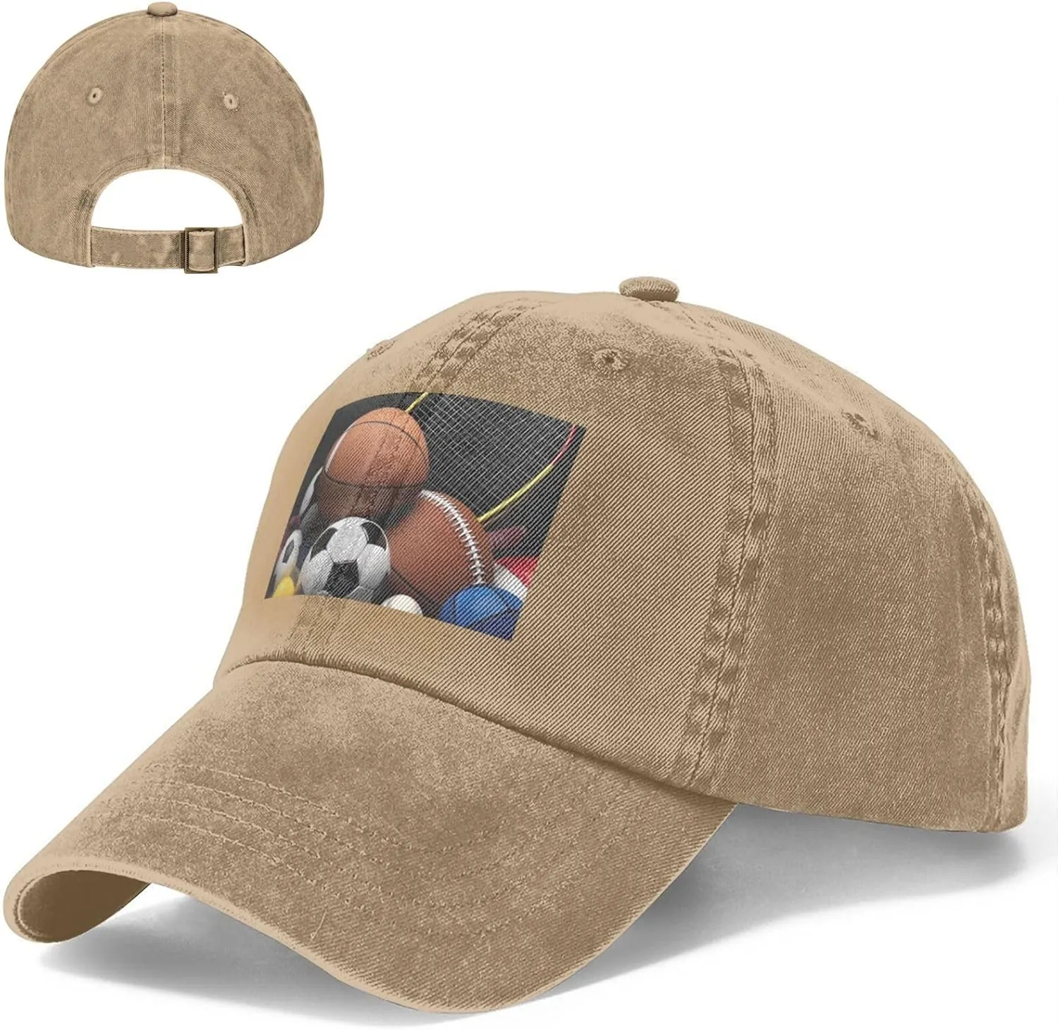 Sports Themed Unisex Baseball Cap Breathable Cotton Trucker Hat Classic Denim Dad Hat Summer Sun Hat