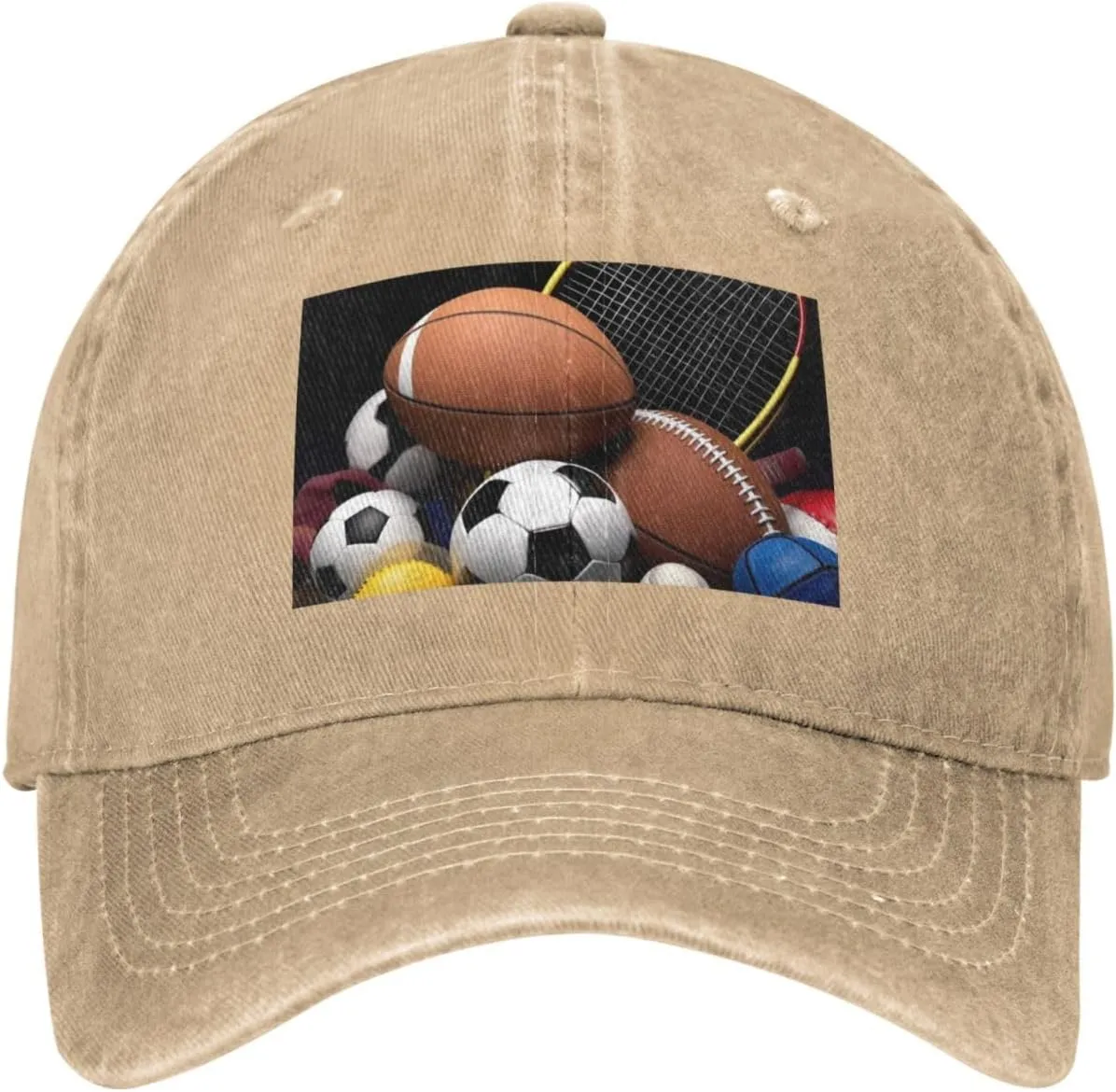 Sports Themed Unisex Baseball Cap Breathable Cotton Trucker Hat Classic Denim Dad Hat Summer Sun Hat