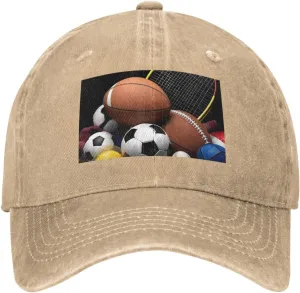 Sports Themed Unisex Baseball Cap Breathable Cotton Trucker Hat Classic Denim Dad Hat Summer Sun Hat