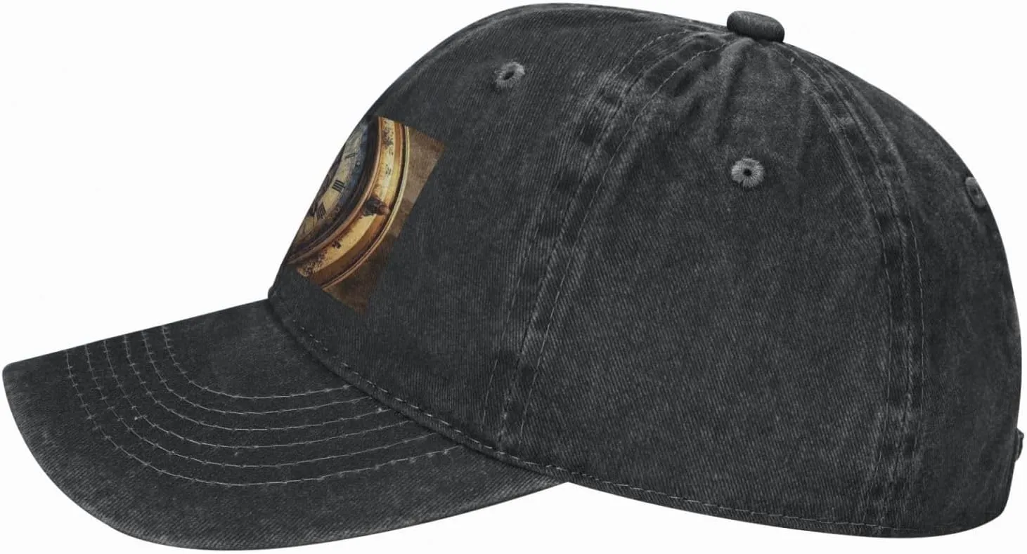 Steampunk Clock Unisex Baseball Cap Breathable Cotton Trucker Hat Classic Denim Dad Hat Summer Sun Hat