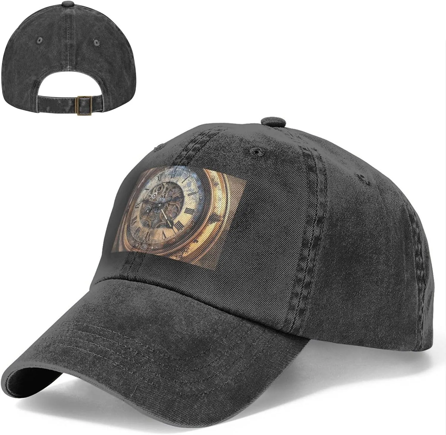 Steampunk Clock Unisex Baseball Cap Breathable Cotton Trucker Hat Classic Denim Dad Hat Summer Sun Hat