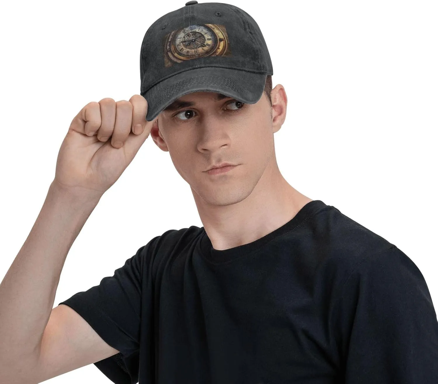 Steampunk Clock Unisex Baseball Cap Breathable Cotton Trucker Hat Classic Denim Dad Hat Summer Sun Hat