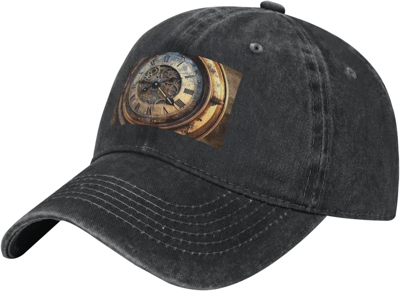 Steampunk Clock Unisex Baseball Cap Breathable Cotton Trucker Hat Classic Denim Dad Hat Summer Sun Hat