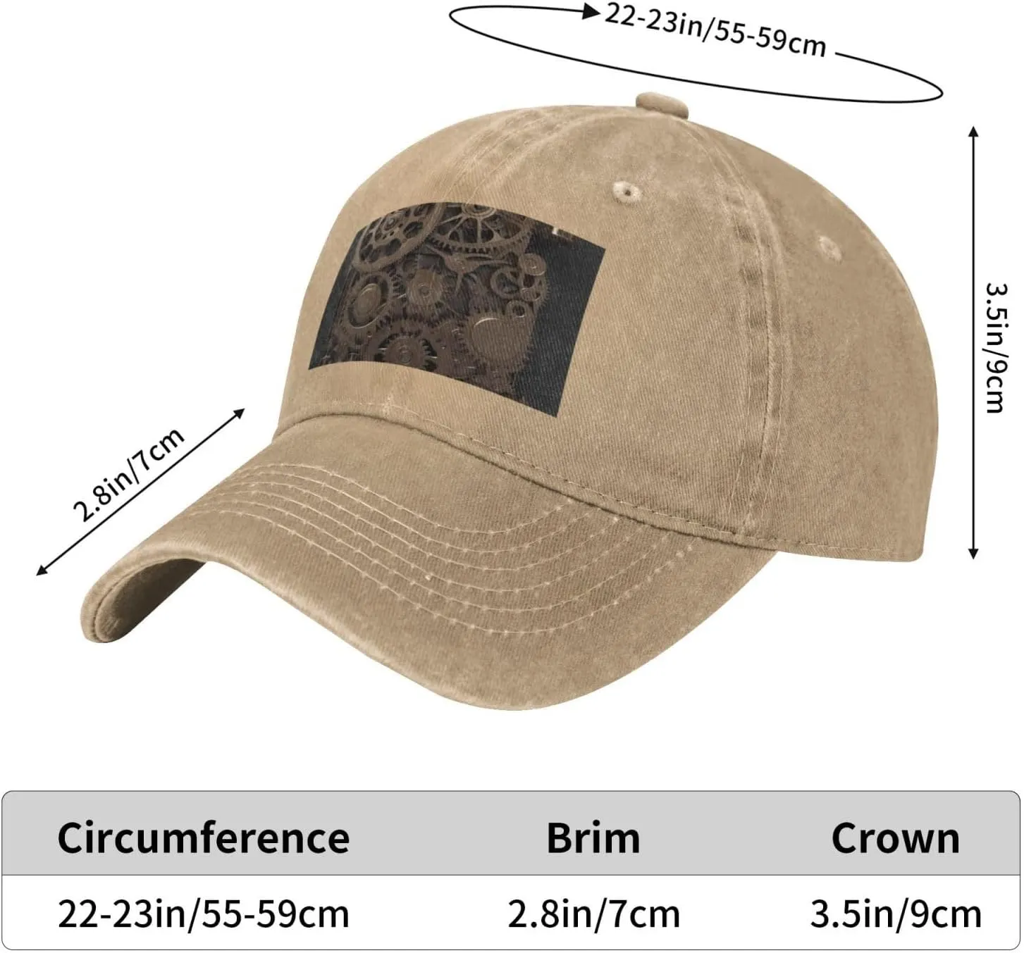 Steampunk Mechanical Gears Unisex Baseball Cap Breathable Cotton Trucker Hat Classic Denim Dad Hat Summer Sun Hat