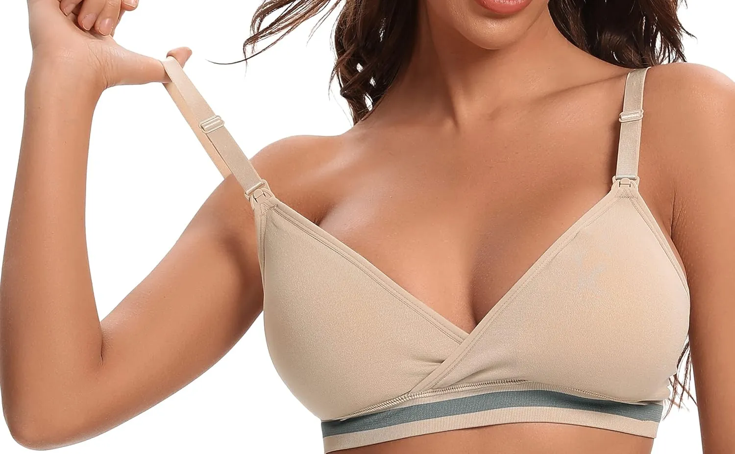 Suekaphin 5Pack Nursing Bra Deep V Neck for Breastfeeding,Seamless Maternity Bralette Wirefree Padded Cup Nursing Bra