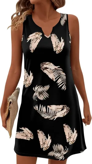 Summer Dresses for Women 2025 Casual V Neck Sleeveless Sundresses Color Block Tank Dresses with Pockets