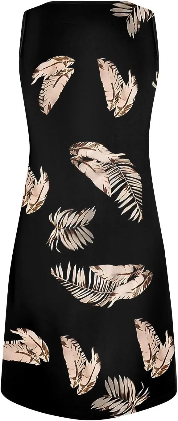 Summer Dresses for Women 2025 Casual V Neck Sleeveless Sundresses Color Block Tank Dresses with Pockets