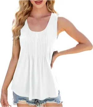 Summer Tank Tops for Women Sleeveless Casual Loose Fit Tunic Blouse Vacation Outfits 2025 Fashion Trendy Clothes