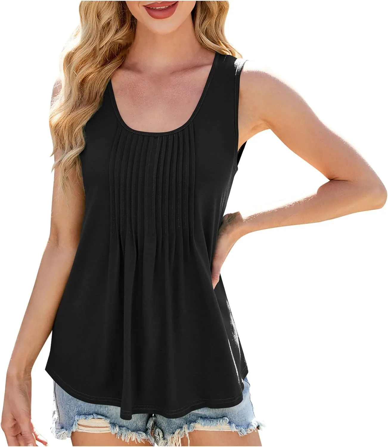 Summer Tank Tops for Women Sleeveless Casual Loose Fit Tunic Blouse Vacation Outfits 2025 Fashion Trendy Clothes