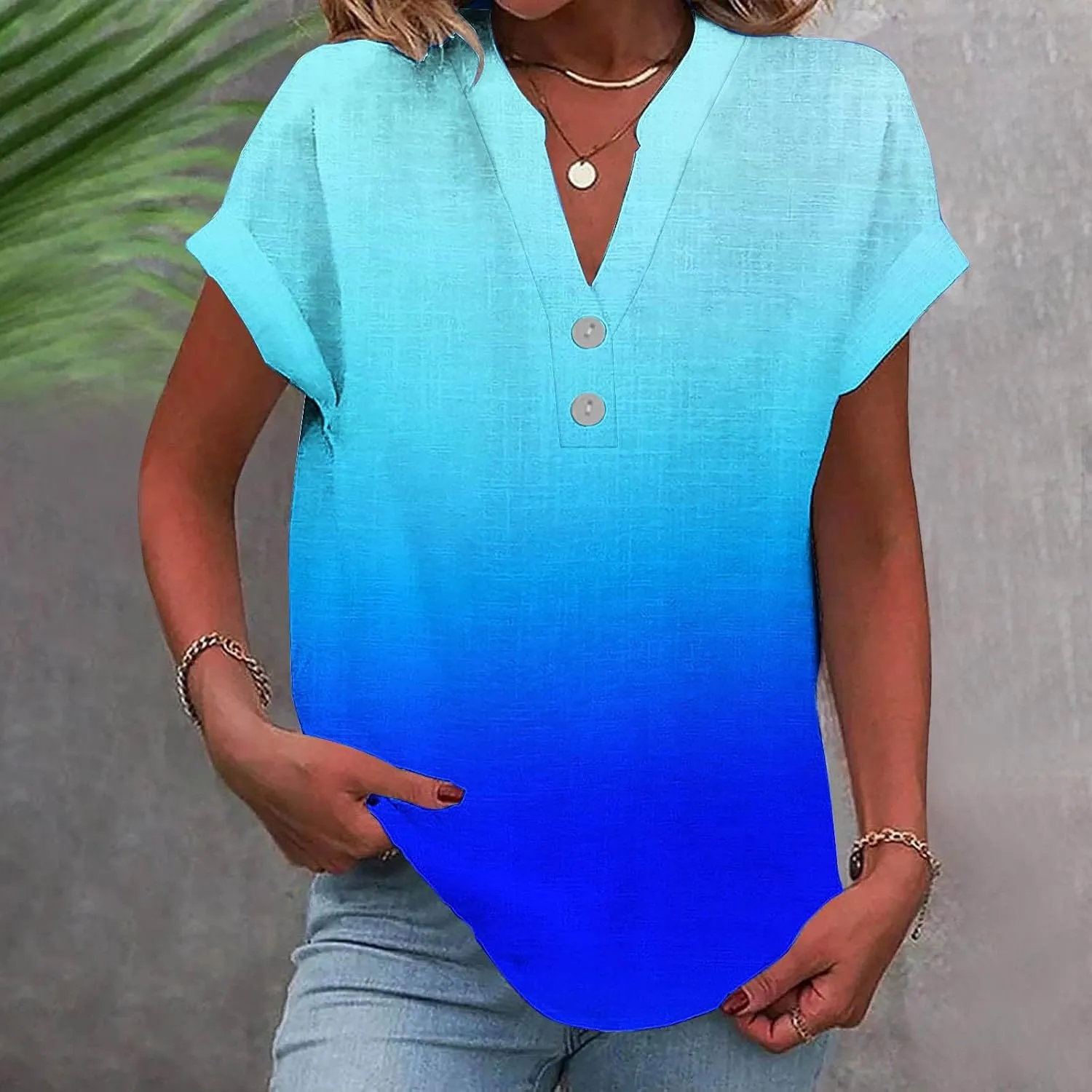 Summer Tops for Women Dressy Casual 2025 Fashion Womens Linen Shirts Loose Fit V Neck Short Cap Sleeve Tshirs