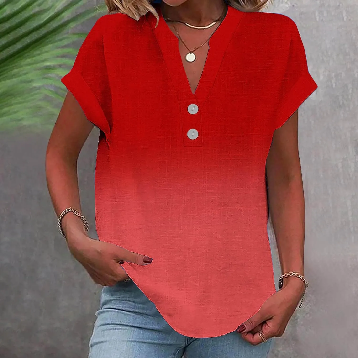 Summer Tops for Women Dressy Casual 2025 Fashion Womens Linen Shirts Loose Fit V Neck Short Cap Sleeve Tshirs