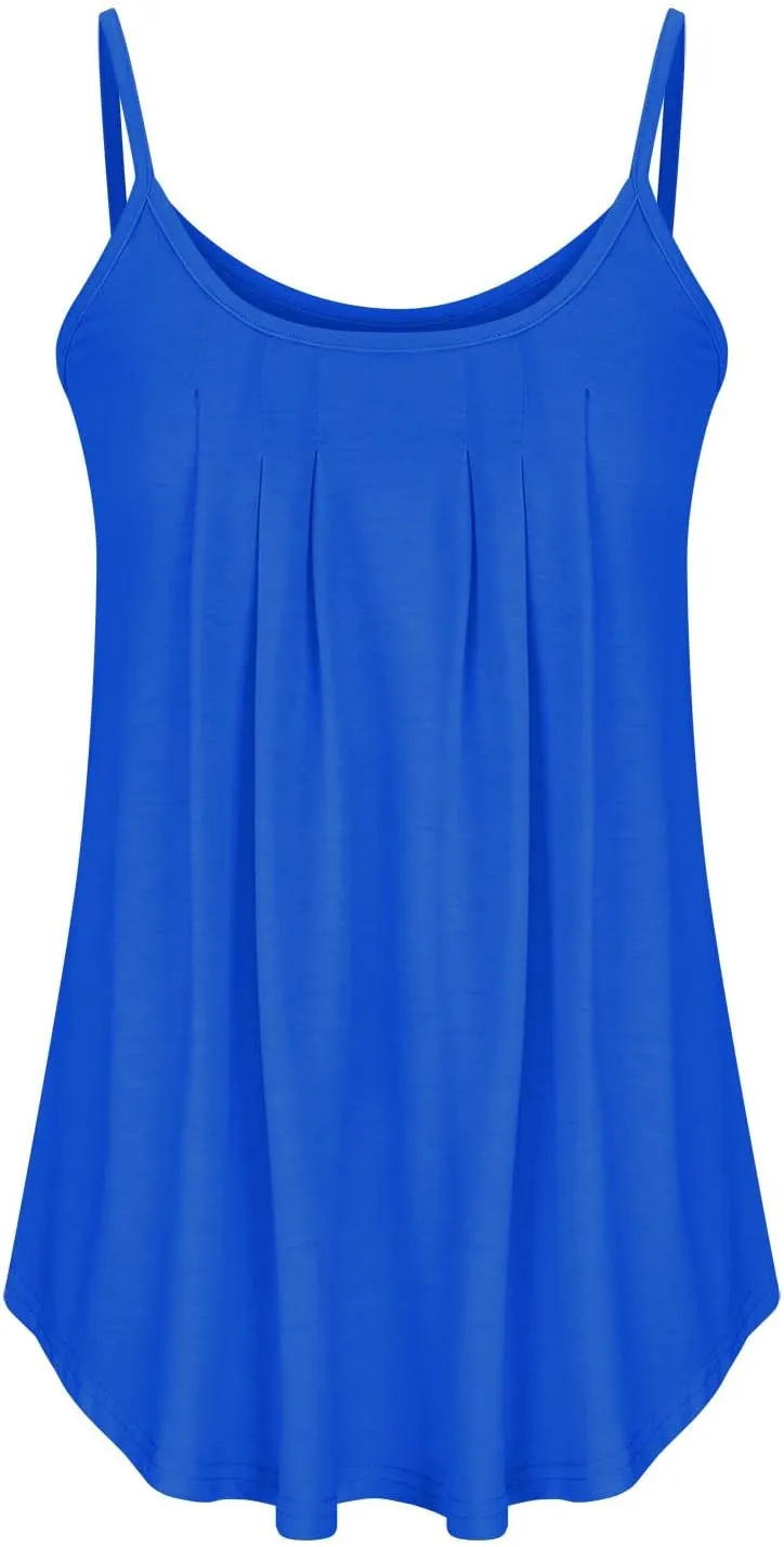 Summer Trendy Pleated Tank Tops for Women Casual Loose Fit Camisole Cute Tunic Top 2025 Fashion Vacation Outfits