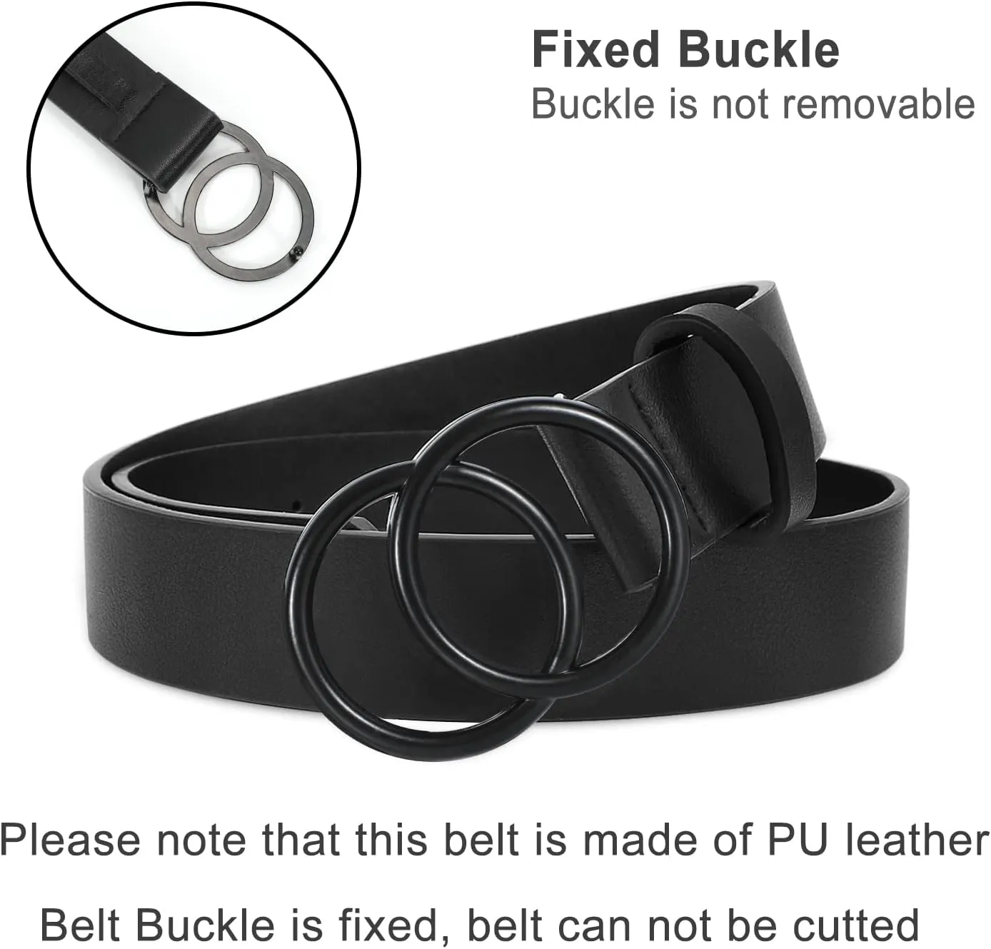 SUOSDEY Women Leather Belt Fashion Double O-Ring Soft Faux Leather Waist Belts For Jeans Dress