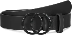 SUOSDEY Women Leather Belt Fashion Double O-Ring Soft Faux Leather Waist Belts For Jeans Dress