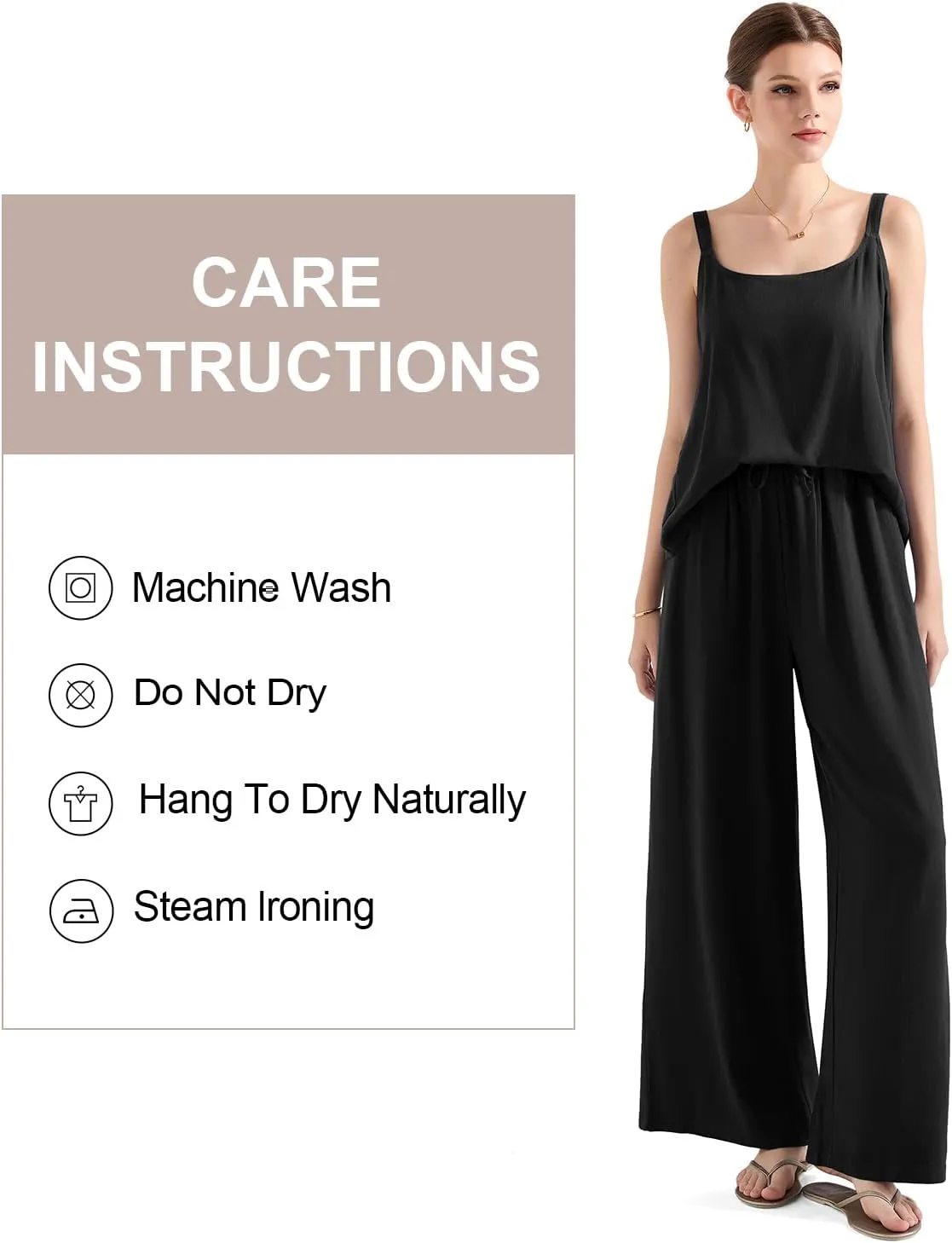 SUUKSESS Women 2 Piece Outfits Linen Pants Set Summer Travel Vacation Matching Sets