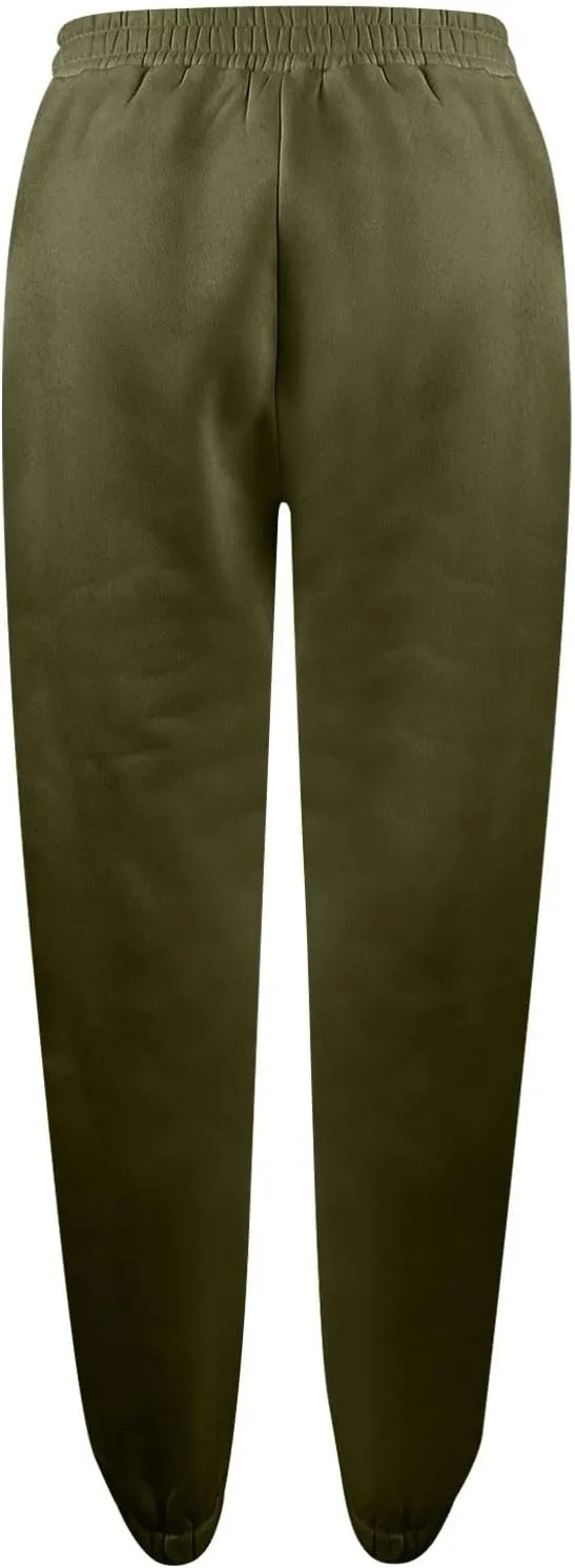 Sweatpants Women Baggy Crossover Waist Cotton Sweatpants Casual Joggers with Pockets Fleece Lined Cotton Joggers