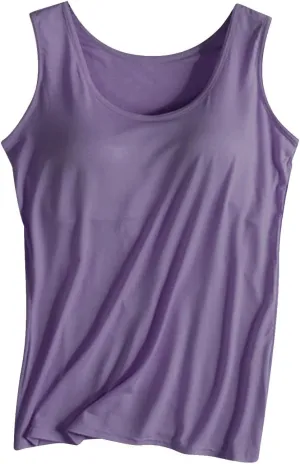 Tank Top for Women Plus Size with Built in Bras Loose Fitting Workout Gym Shirts Sleeveless Summer Going Out Top