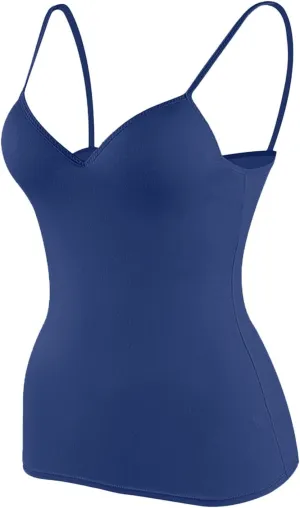 Tank Top for Women with Built-in Padded Bra Adjustable Strap Camisole Seamless Cotton Cami Shirt