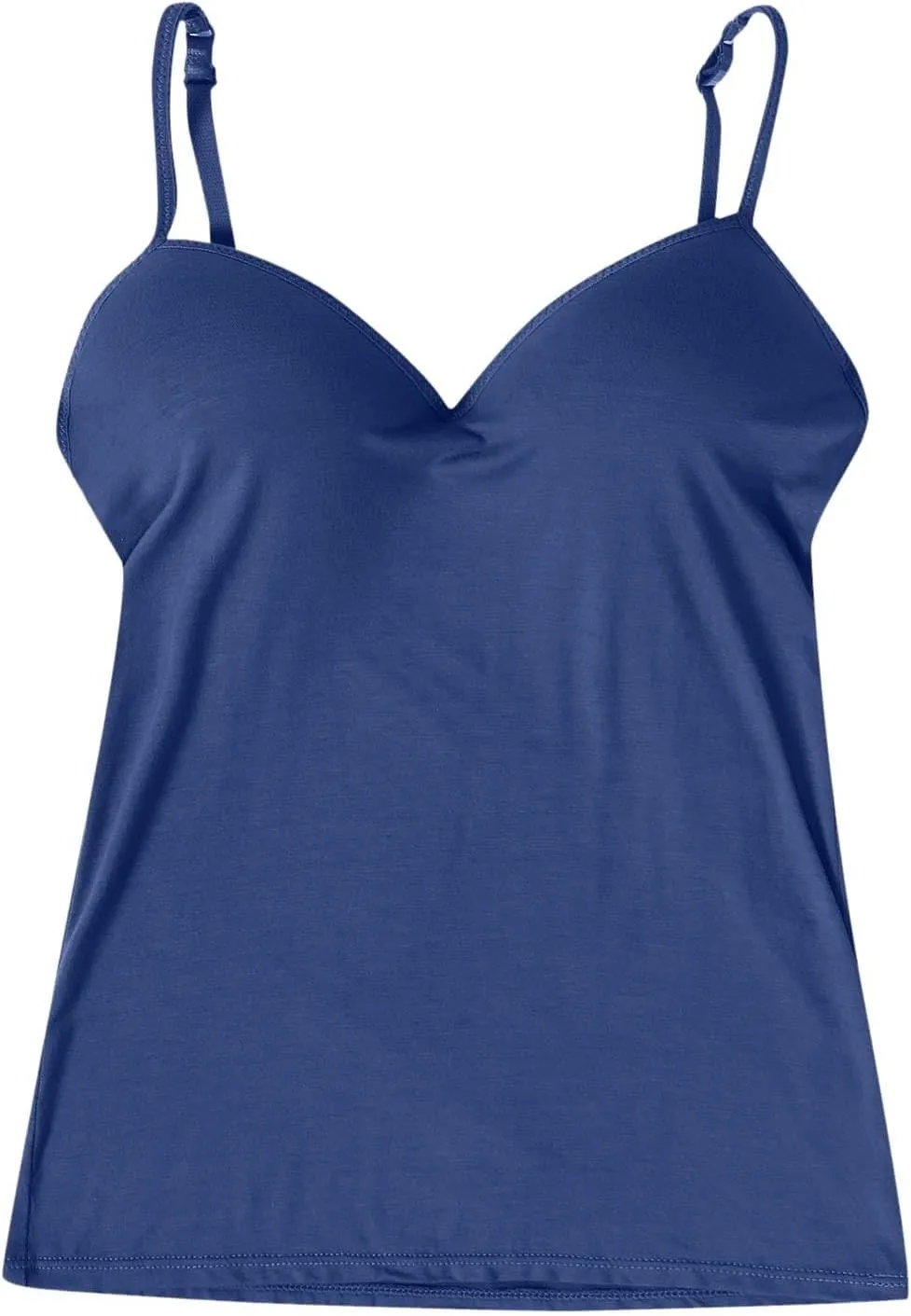 Tank Top for Women with Built-in Padded Bra Adjustable Strap Camisole Seamless Cotton Cami Shirt