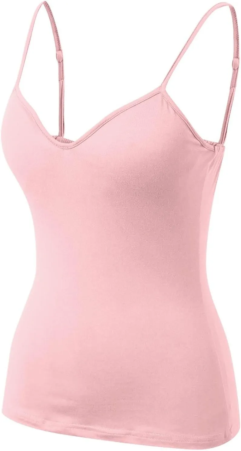 Tank Top for Women Wtih Shelf Bra Spaghetti Straps Camisole Basic Padded Cotton Cami Shirts