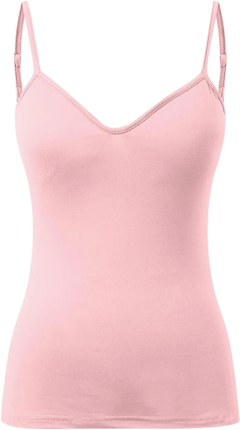 Tank Top for Women Wtih Shelf Bra Spaghetti Straps Camisole Basic Padded Cotton Cami Shirts