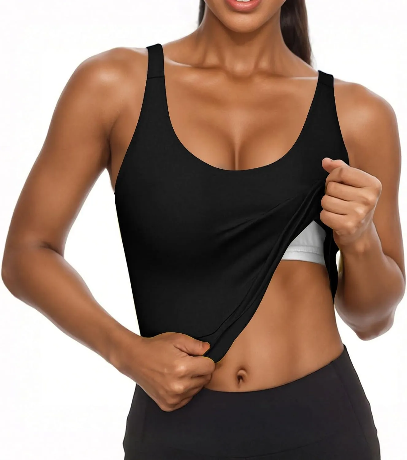 Tank Top with Built in Bra for Women Summer Basic Padded Yoga Shirts Shelf Bras Workout Camisole Casual Undershirt