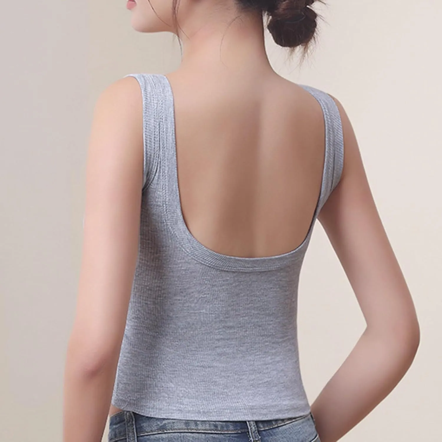 Tank with Built in Bra for Women Seamless Low Back Sleeveless Quick Dry Sports Yoga Camisoles for Women Tank Top Shirts
