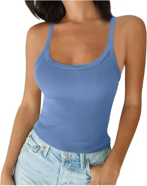 TARIENDY Tank Top for Women Plus Size Slim Fit Scoop Neck Tops Athletic Workout Casual Summer Plain Sleeveless Shirts